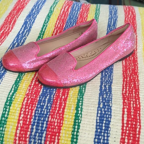 Pediped girls pink sparkle ballet flats shoes size 4 - Picture 3 of 9